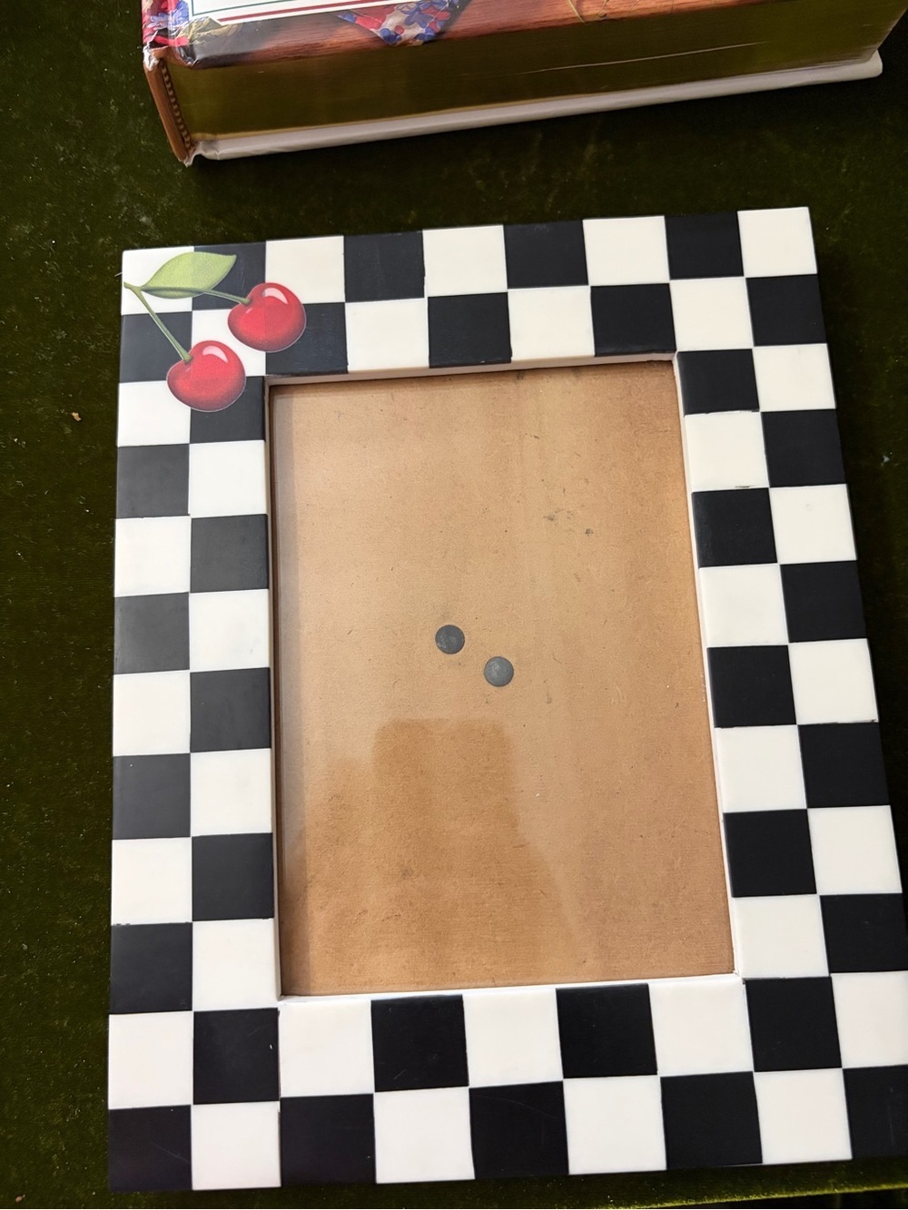 Checkerboard Cherry Picture Frame - Black & White